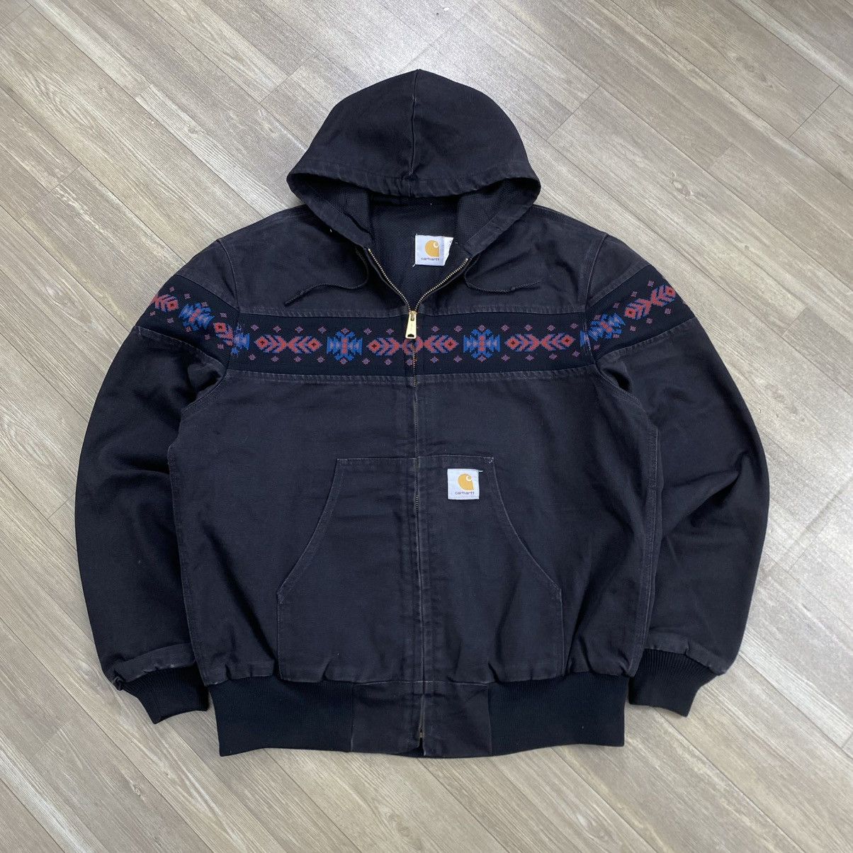 Carhartt Vintage 90s Carhartt Aztec USA J0005 Active Hooded Jacket Size US L / EU 52-54 / 3 - 2 Thumbnail