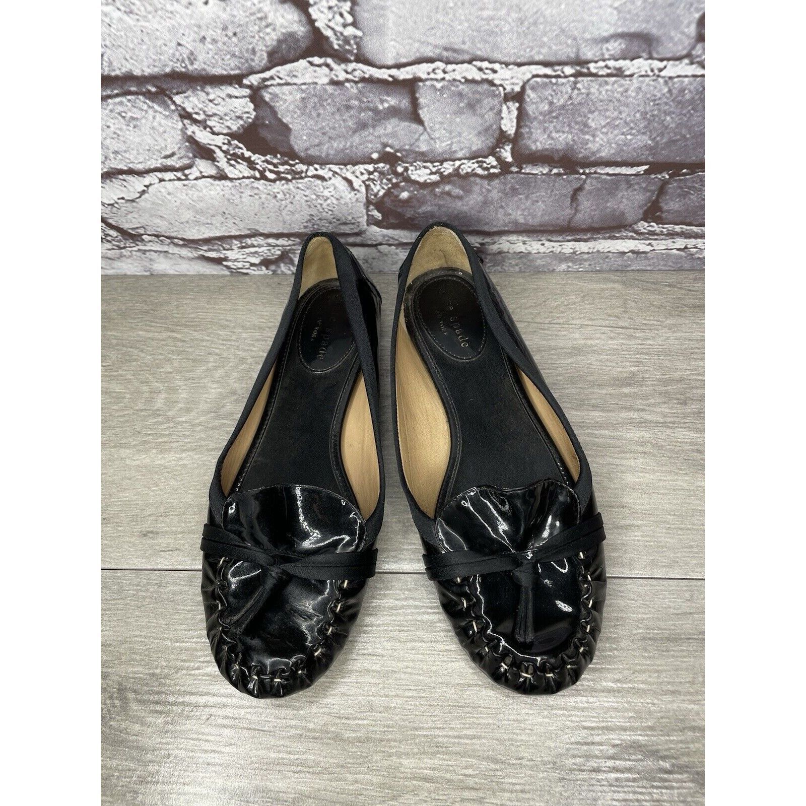Kate Spade Kate Spade Black Patent Leather Slip On Bow Ballet Flats Sho Size US 6 / IT 36 - 16 Thumbnail