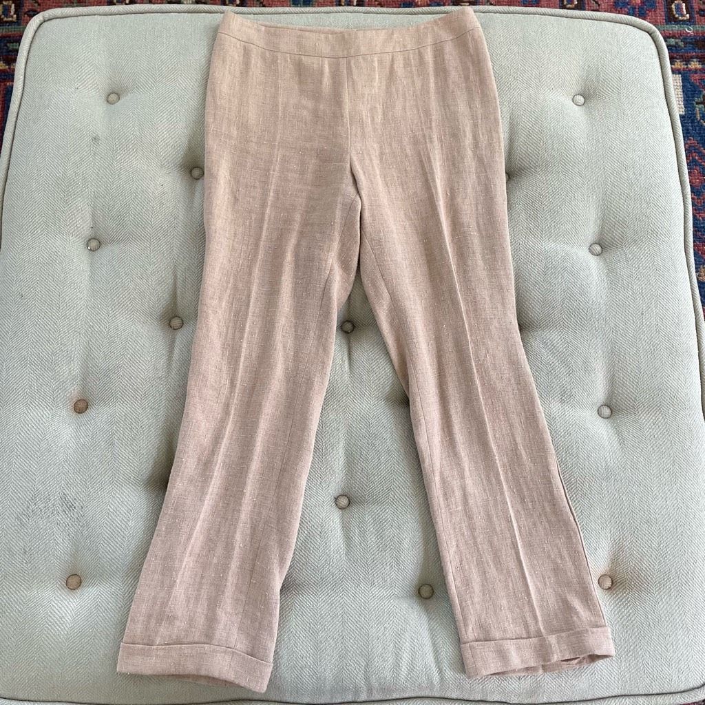 Akris Akris Nubby Linen Cuffed Side Zip Trousers Pants 12 Size 34" / US 12 / IT 48 - 3 Thumbnail