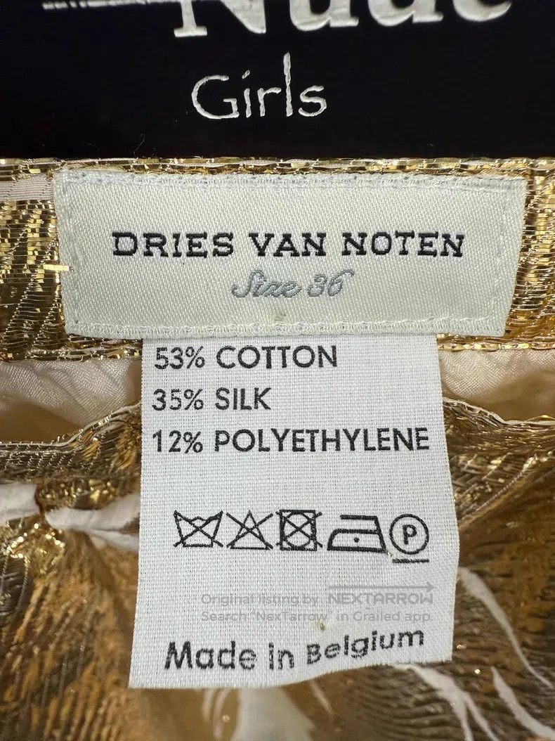 Dries Van Noten Dries Van Noten Size: Medium Gold foil flower-printed skirt Size 25" / US 0 / IT 36 - 5 Thumbnail
