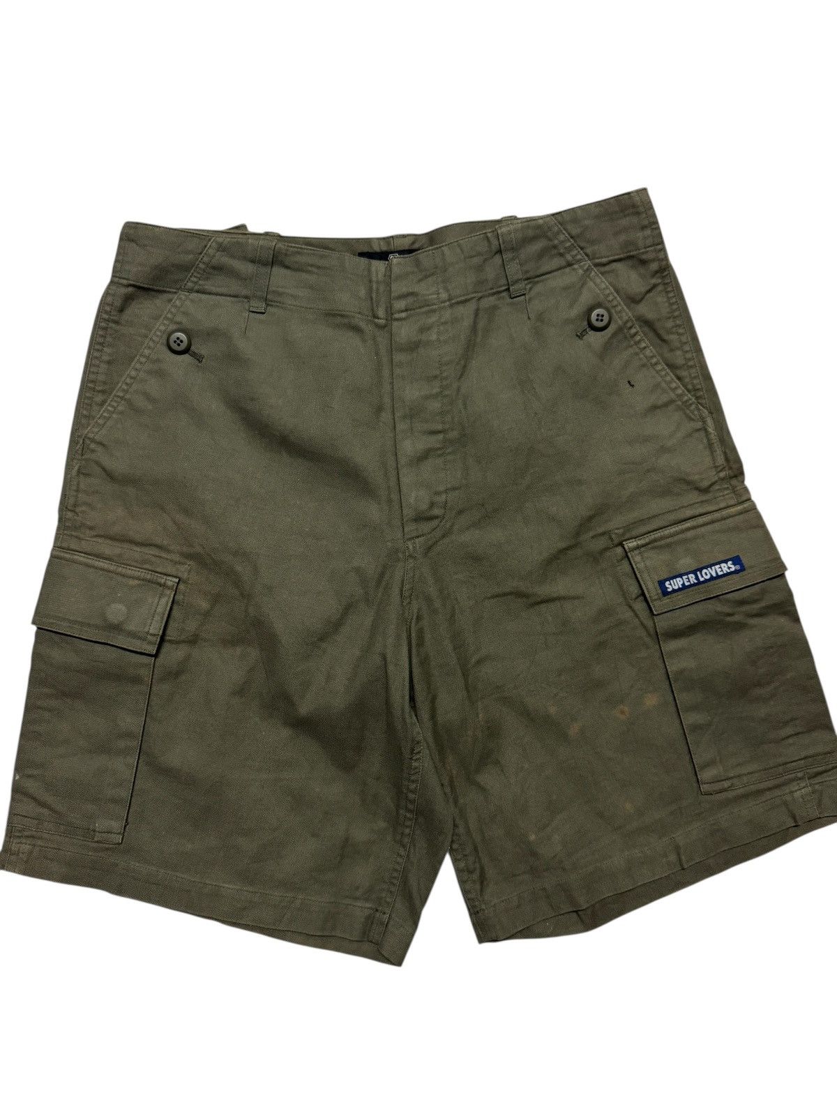 Seditionaries 💥PUNK SHORT PANTS💥 SUPERLOVERS ROCK OLIVE GREEN SHORT CARGO Size US 31 - 1 Thumbnail