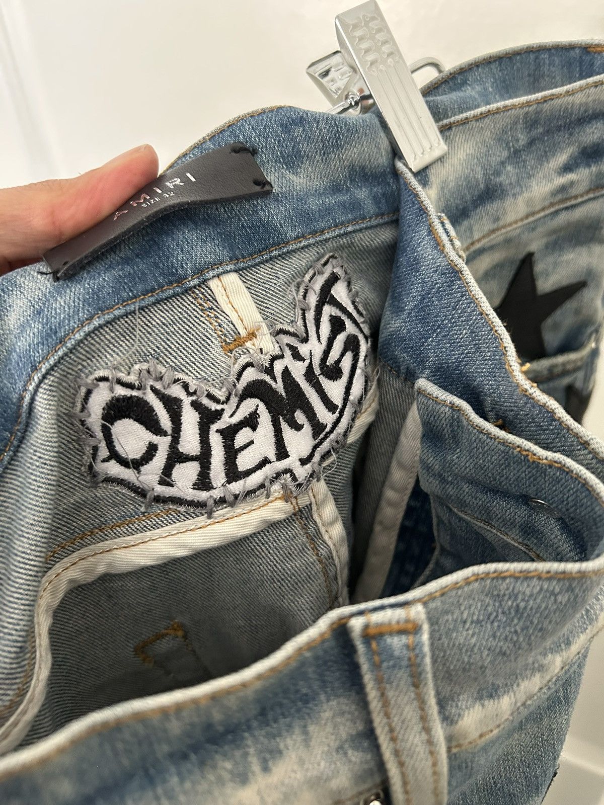 Amiri Amiri Chemist appliquéd distressed jeans clay indigo wash Size US 32 / EU 48 - 10 Thumbnail