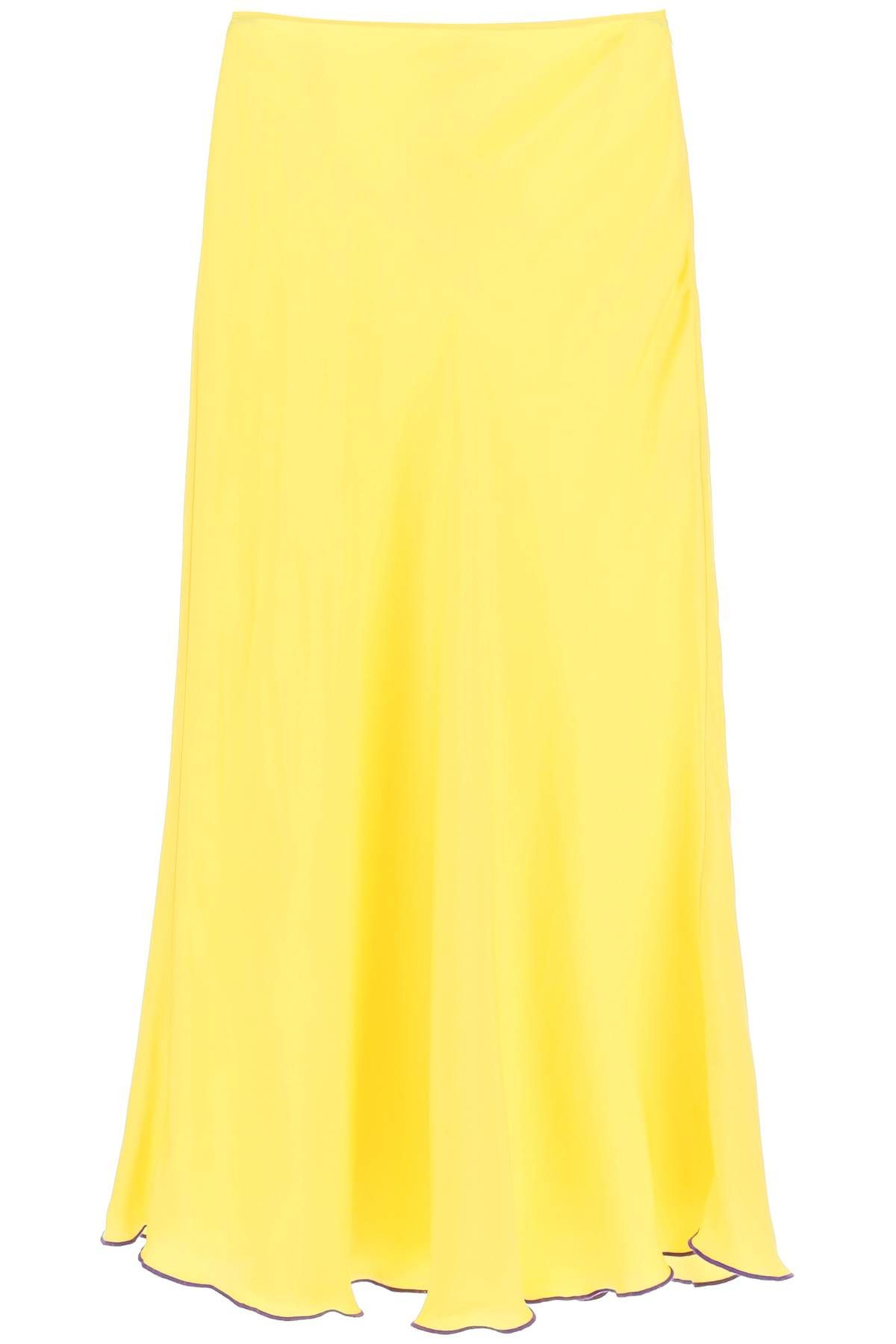 image of Siedres 'prim' Satin Midi Skirt in Yellow, Women's (Size 26)