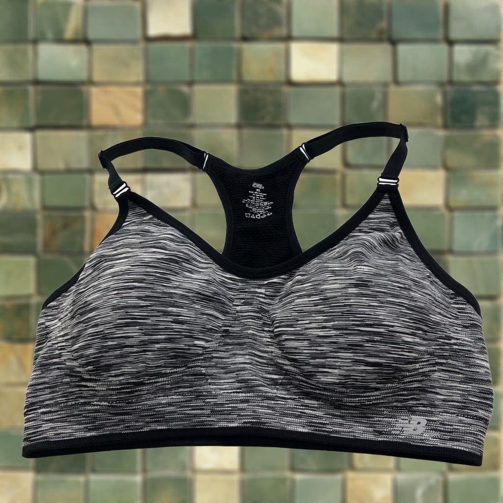 New Balance New Balance Sports Bra Womens XL Black?Gray Size ONE SIZE - 1 Thumbnail