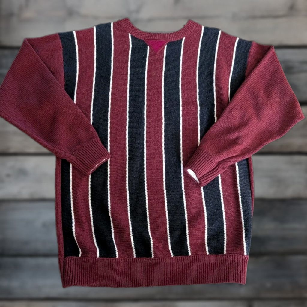 Vintage VINTAGE Gitano Striped Crew Neck Sweater Mens Size M Burgundy Black Long Sleeve 80s 90s Classic Size US M / EU 48-50 / 2 - 1 Thumbnail
