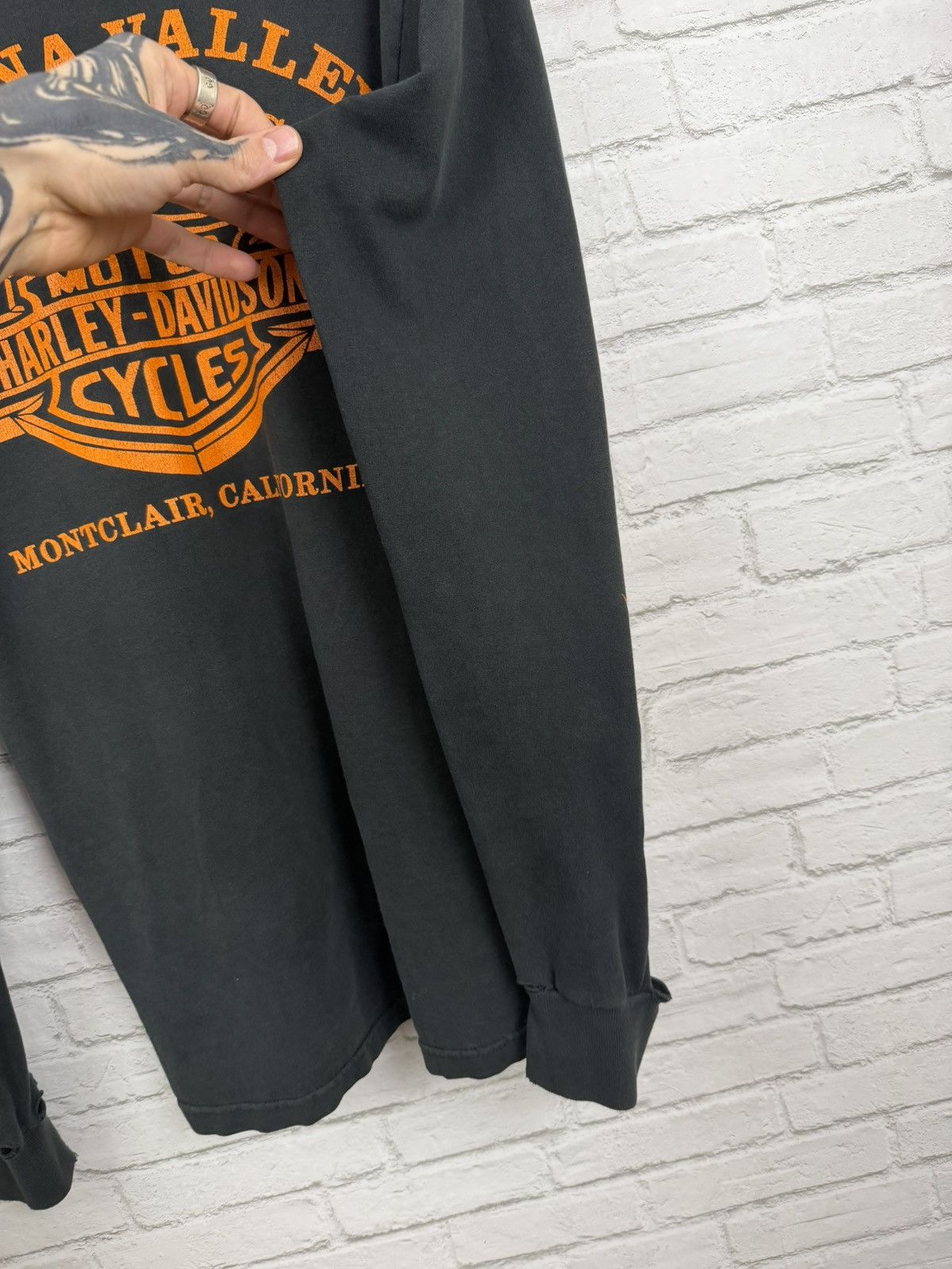 Harley Davidson (M) THRASHED OUT Flames Harley Davidson Long Sleeve T Shirt Size US M / EU 48-50 / 2 - 15 Thumbnail