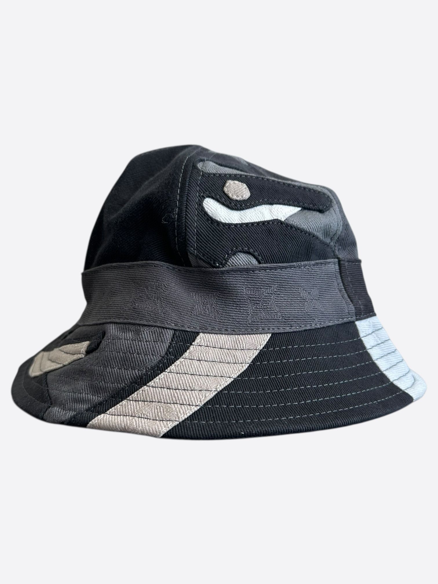 Louis Vuitton Louis Vuitton KidSuper Grey Patchwork Bucket Hat Size ONE SIZE - 4 Thumbnail