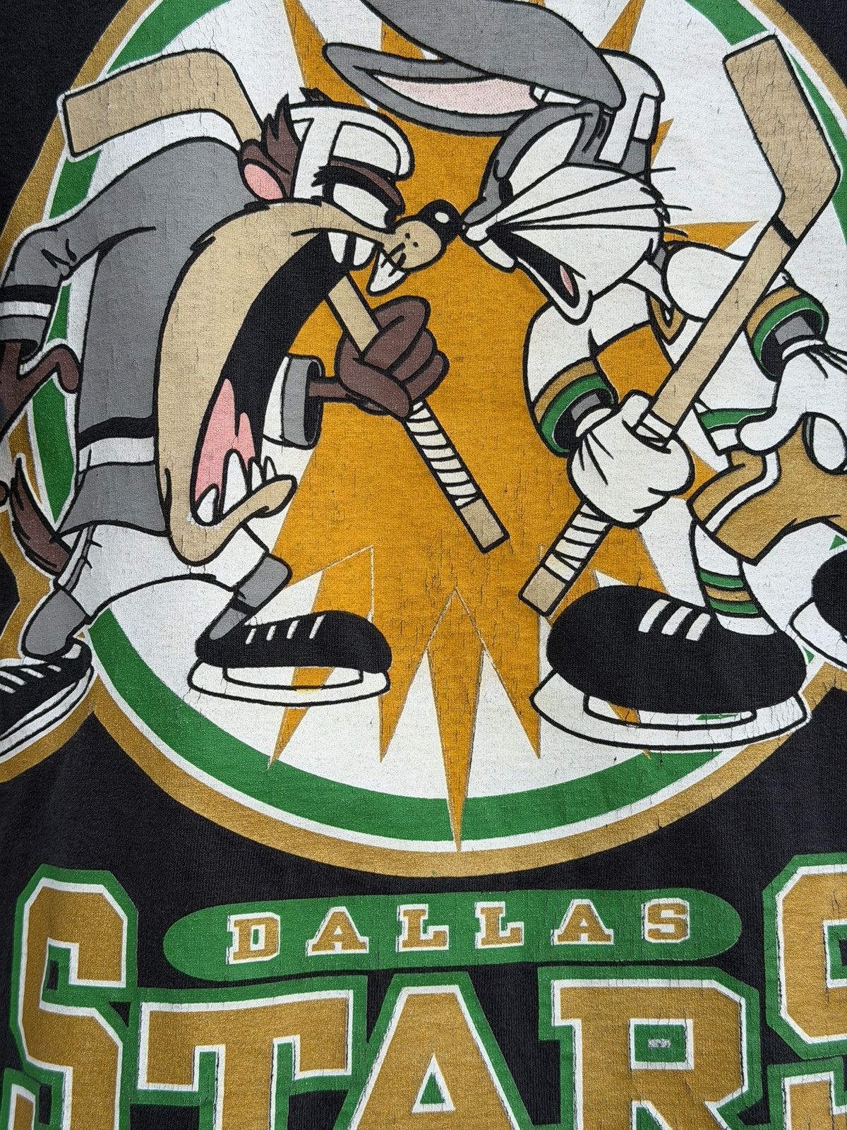 Warner Bros Vintage 90s Dallas Stars 1994 Warner Bros Promo Tshirt OSFA Size US L / EU 52-54 / 3 - 3 Thumbnail