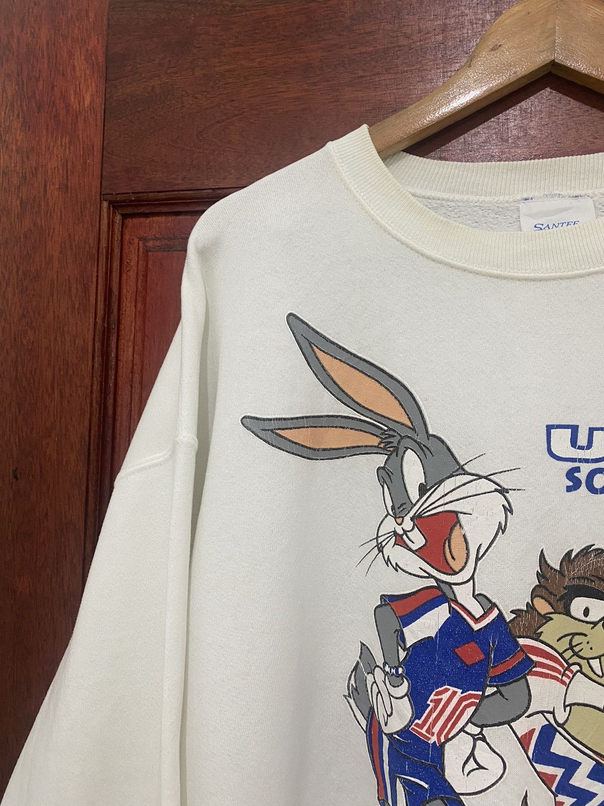 Vintage × Warner Bros Vtg 90s Warner Bros Tasmania Usa Soccer Mirror Sweatshirt Size US XL / EU 56 / 4 - 3 Thumbnail
