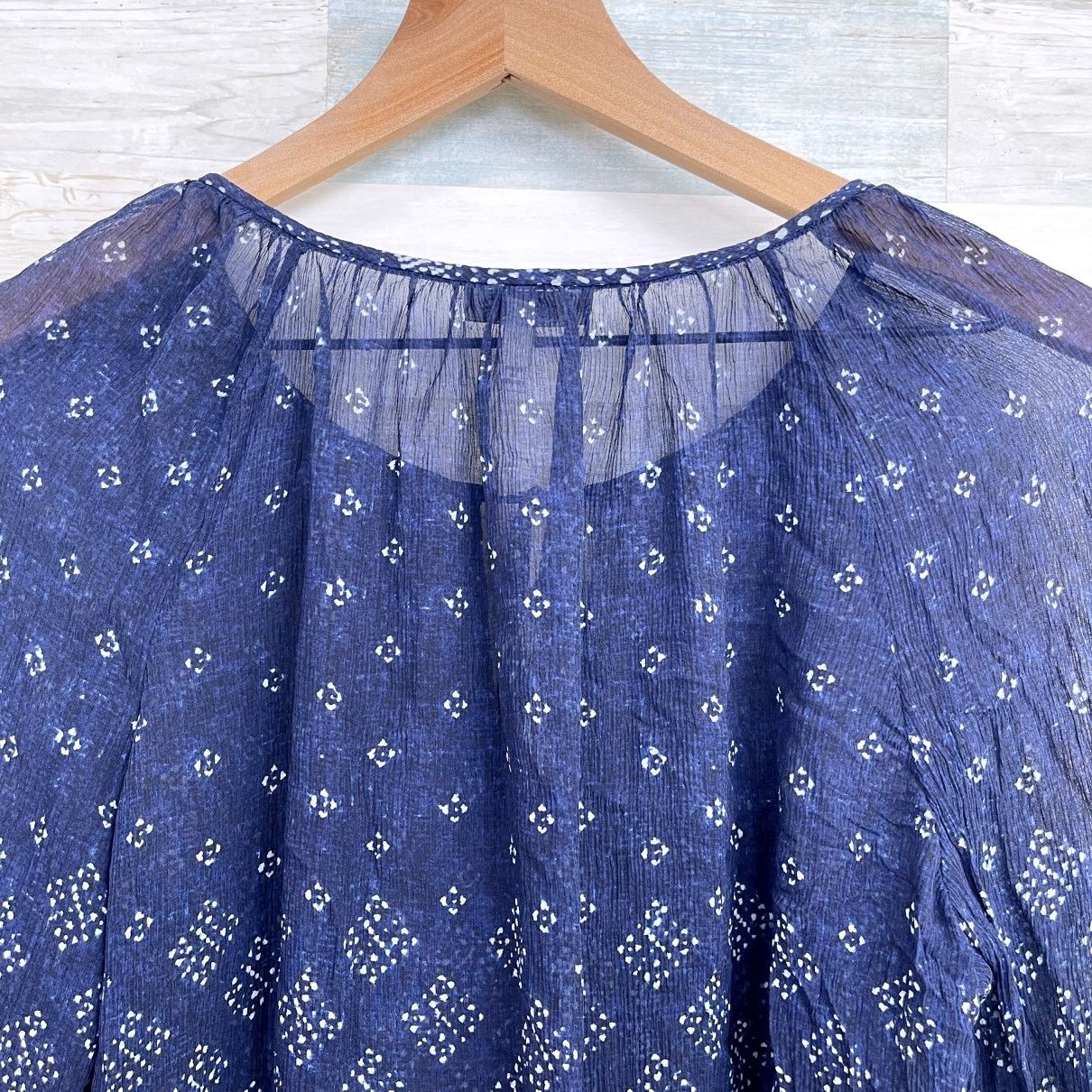 Joie Joie Silk Crinkle Chiffon Peasant Blouse Blue Womens XS Size XS / US 0-2 / IT 36-38 - 4 Thumbnail