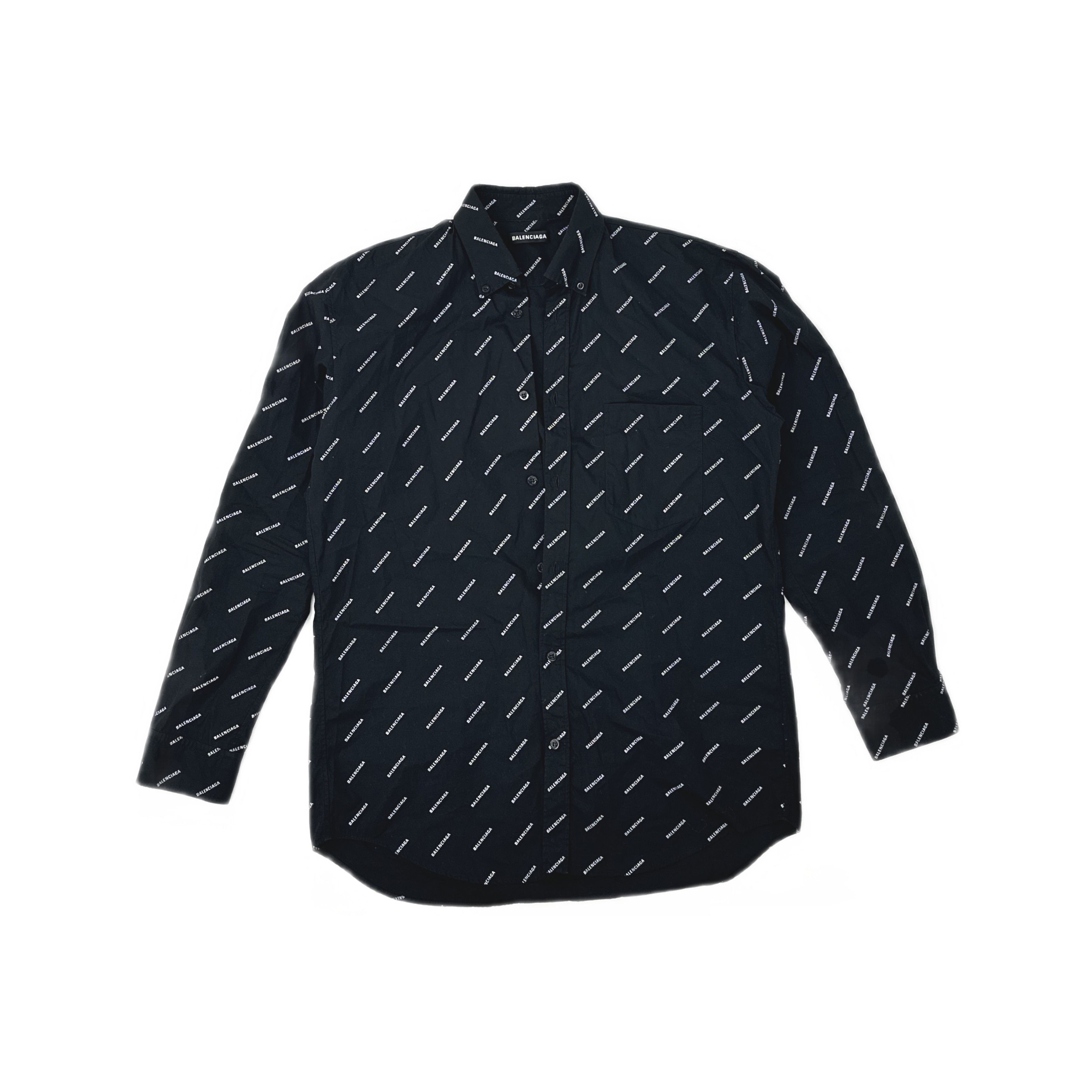 Balenciaga Balenciaga All-Over Logo Print Shirt Size S Size US S / EU 44-46 / 1 - 1 Thumbnail