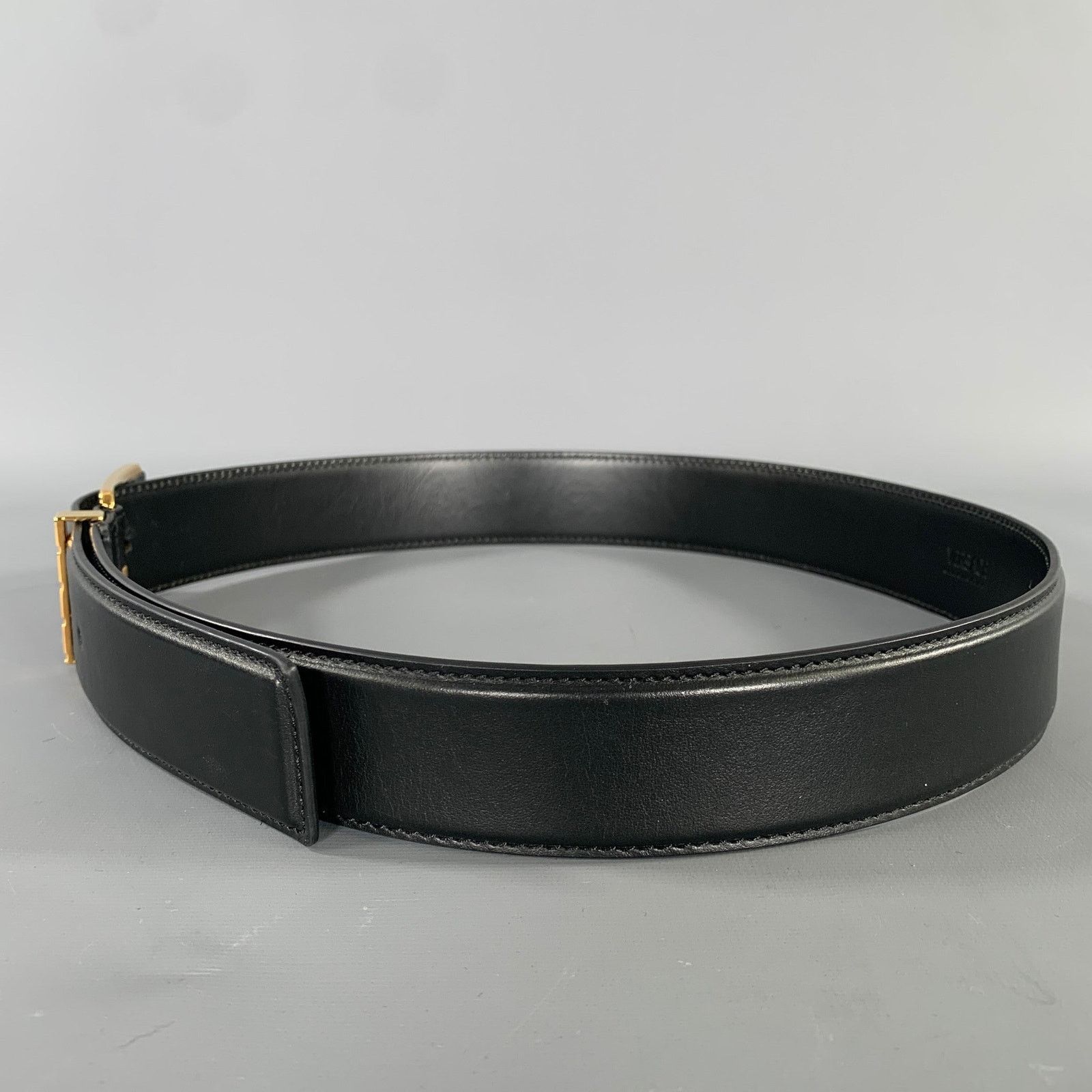 Versace VERSACE Size 36 Black Gold Greca Goddess Leather Belt Size 36 - 4 Thumbnail