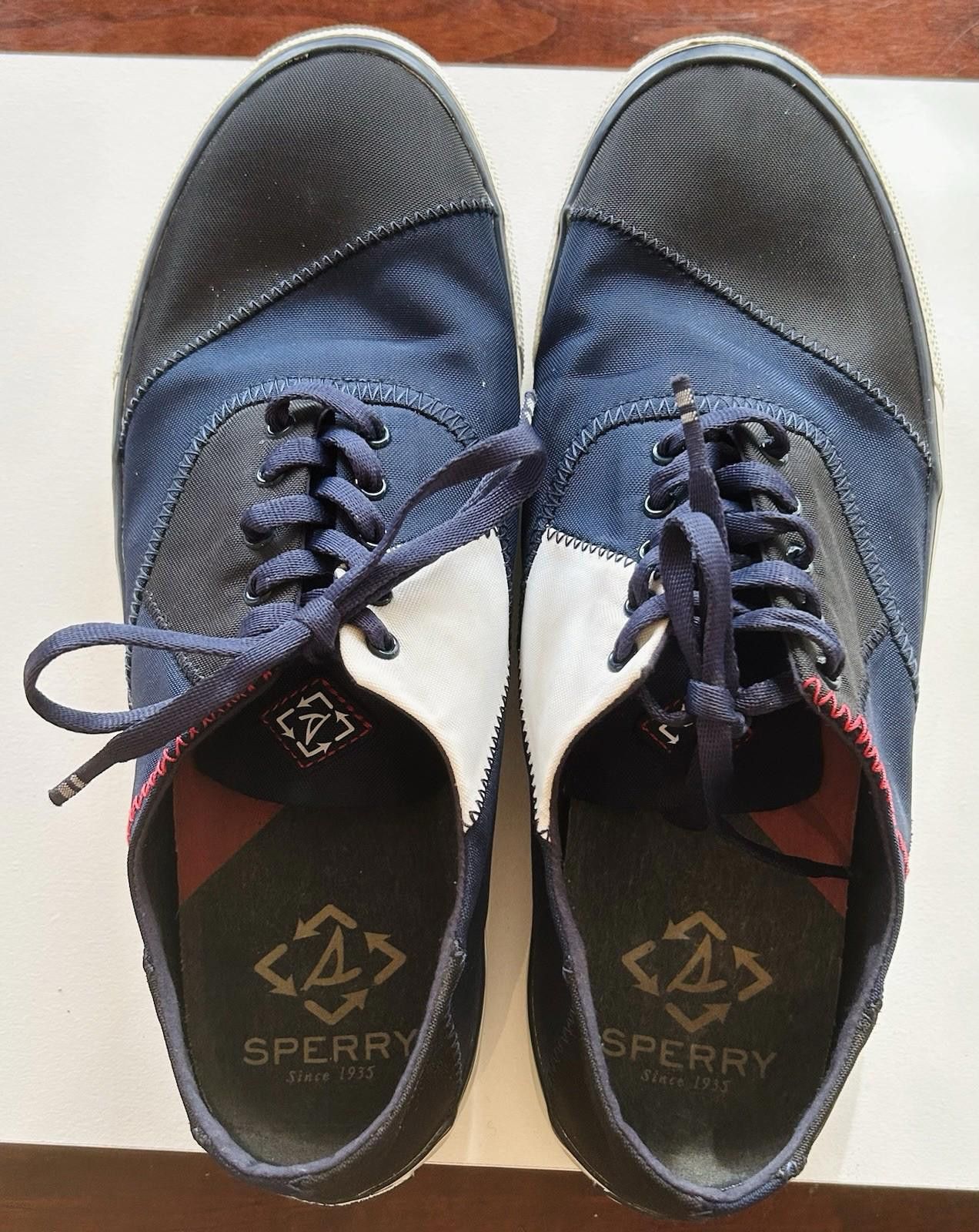 Sperry Sperry Shoes Mens 12 Captain CVO Sneakers White Blue Canvas Size US 9 / EU 42 - 1 Thumbnail