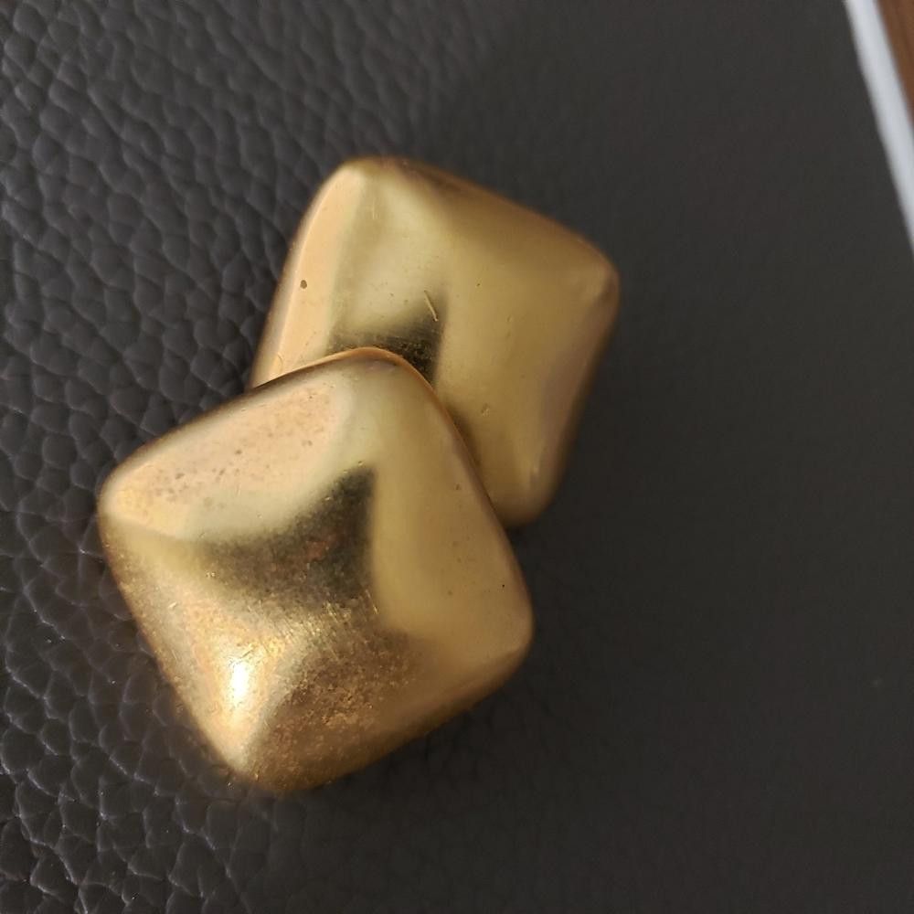 Designer Vintage Gold tone Square Domed Clip Earrings Size ONE SIZE - 1 Thumbnail