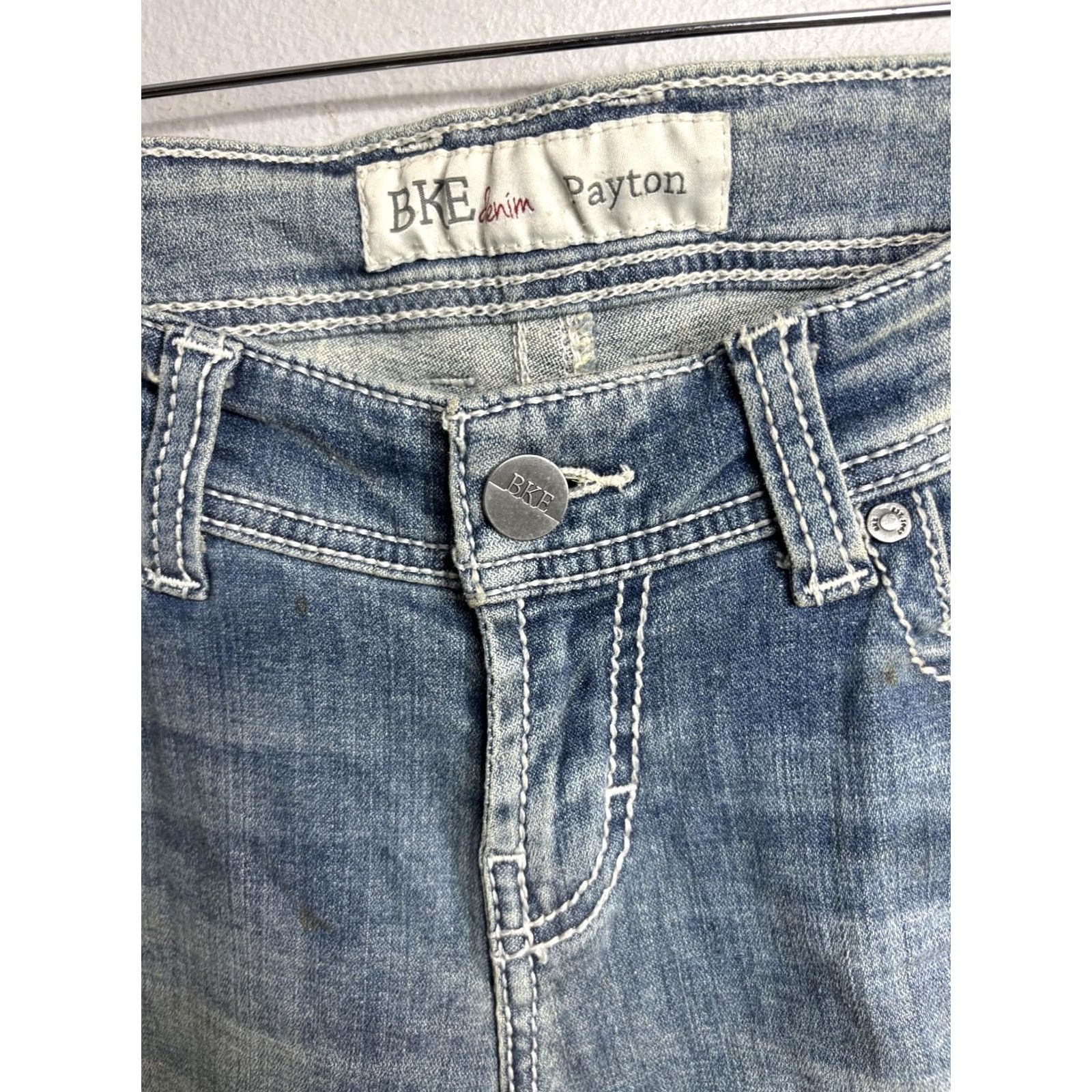 BKE BKE Payton Bootcut Jeans Womens 27 31.5 Blue Distressed Denim Made Mexico Size 27" / US 4 / IT 40 - 7 Thumbnail
