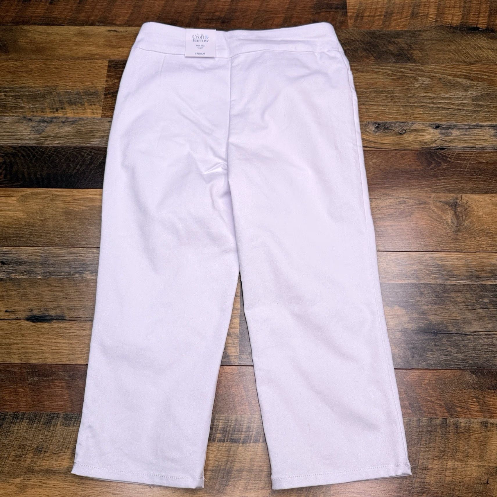 Croft & Barrow Croft & Barrow Capri Pants White 6 Regular Mid Rise Stretch Knit Cotton Blend Pull On Casual Women's Pants Size 28" / US 6 / IT 42 - 3 Thumbnail