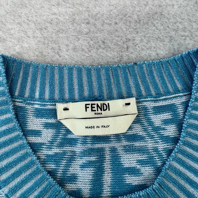 Fendi Fendi Capsule Series Blue Twisted Monogram Sleeveless Knit Size XS / US 0-2 / IT 36-38 - 4 Thumbnail