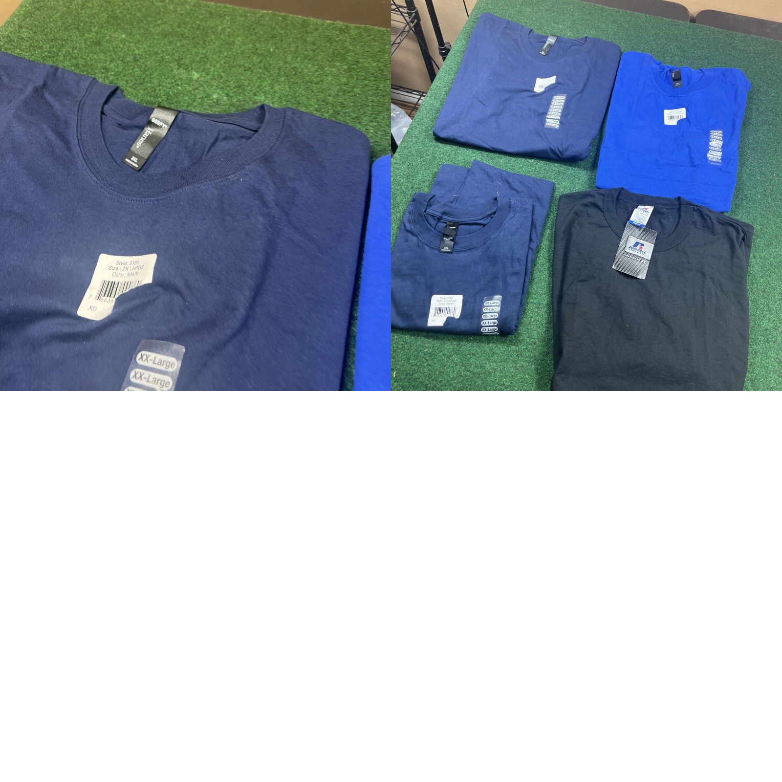 Hanes Four Blank T Shirts 3 Hanes Beefy 1 Russell Athletic 2XL Black Blue new W Tags Size US XXL / EU 58 / 5 - 8 Thumbnail