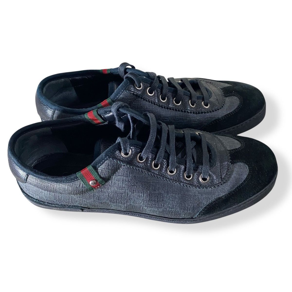 Gucci Gucci Web GG Canvas Monogram Sneakers Black Suede Size US 7.5 / EU 40-41 - 2 Thumbnail