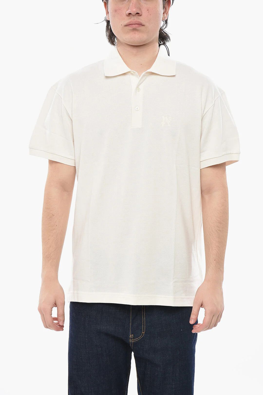 Palm Angels og1mm0226 Cotton Piqué Polo Shirt in White Size US L / EU 52-54 / 3 - 1 Thumbnail