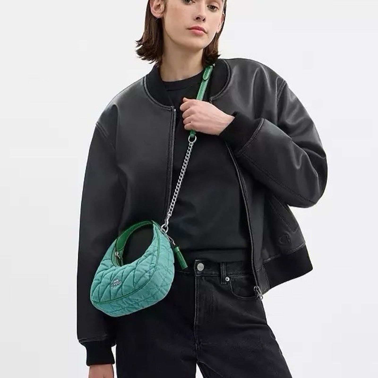 Coach NWT Coach Carmen Mini Crossbody Bag CBR11 Denim Sv/Ivy/Green Size ONE SIZE - 13 Thumbnail