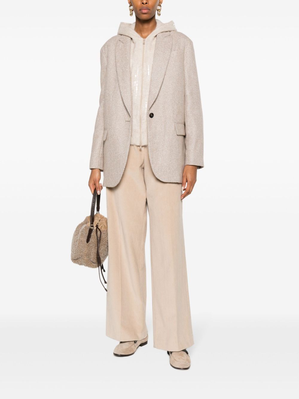Brunello Cucinelli o1y0725 Hooded Cardigan in Light Beige Size M / US 6-8 / IT 42-44 - 5 Thumbnail