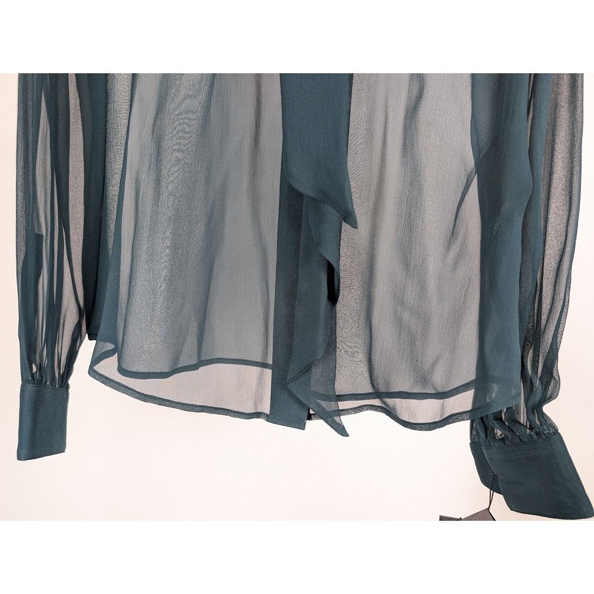 Saint Laurent Paris o1rshd1 Crepee De Soie Blouse in Canard Size M / US 6-8 / IT 42-44 - 5 Thumbnail