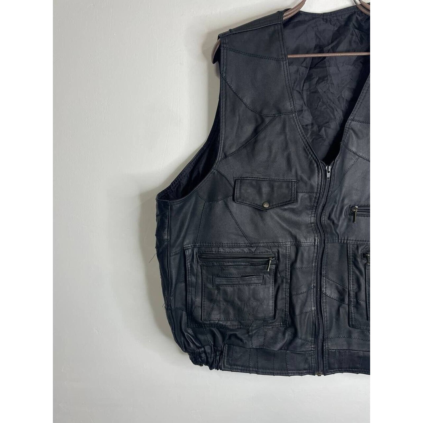 Vintage Vintage Black Leather Utility Vest Size XL Size US XL / EU 56 / 4 - 2 Thumbnail
