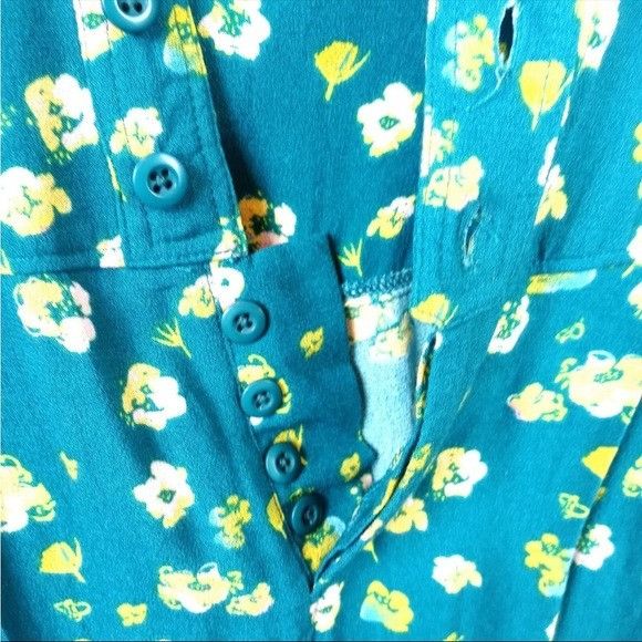 Free People Free People L'Amour Printed Romper Size 0 Playsuit Teal Flor Size 25" / US 0 / IT 36 - 3 Thumbnail