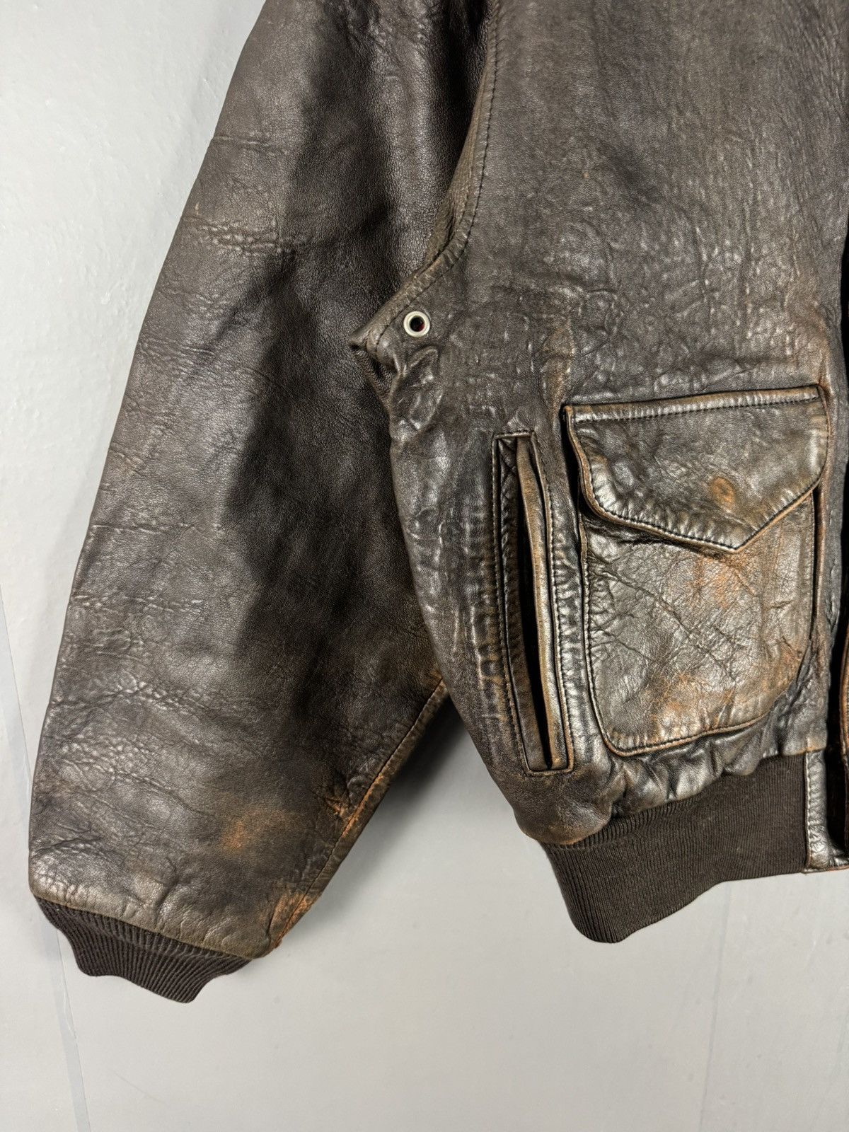 Leather VINTAGE BRIGHT LIGHTS DISTRESSED LEATHER JACKET Size US L / EU 52-54 / 3 - 5 Thumbnail