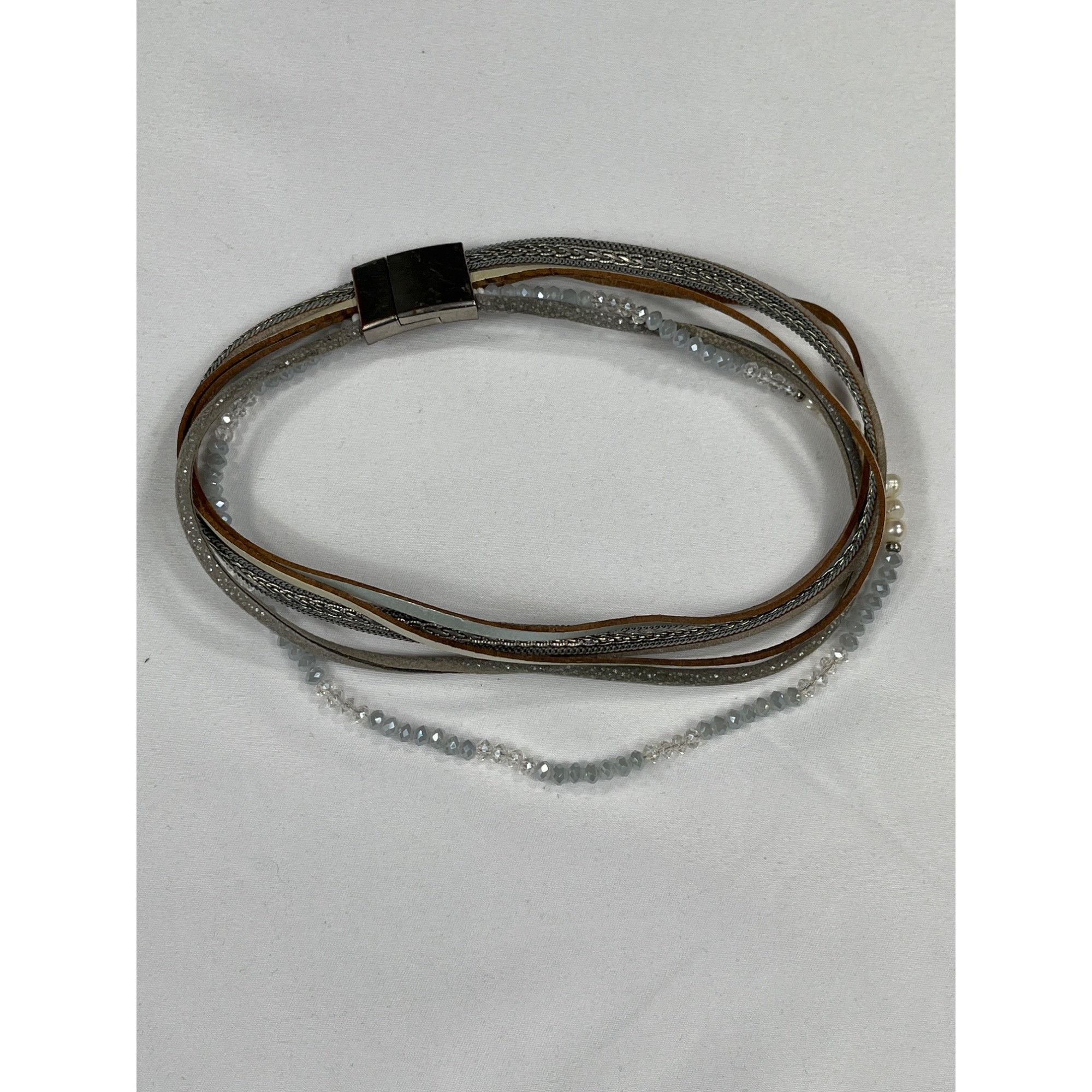 Vintage Multi Strand Necklace SKU 7857 With Large Hammered Silver Di Size ONE SIZE - 6 Thumbnail