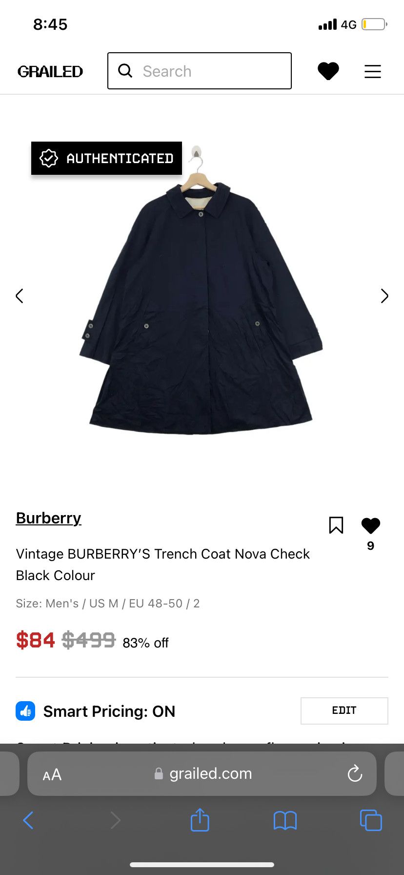 Burberry Vintage BURBERRY’S Trench Coat Nova Check Black Colour Size US M / EU 48-50 / 2 - 5 Thumbnail
