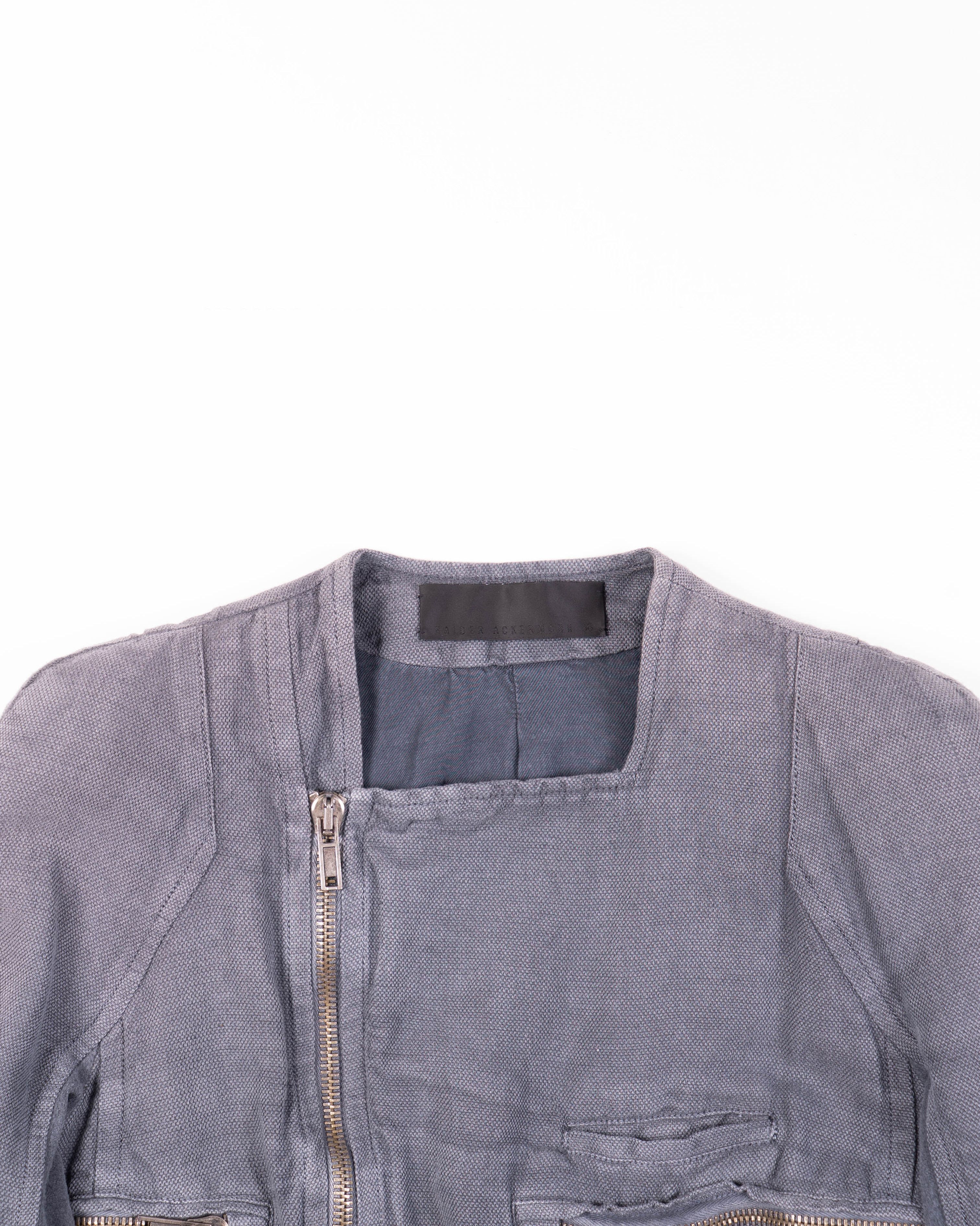Haider Ackermann SS16 Grey Cropped Cotton Biker Jacket Size S / US 4 / IT 40 - 3 Thumbnail