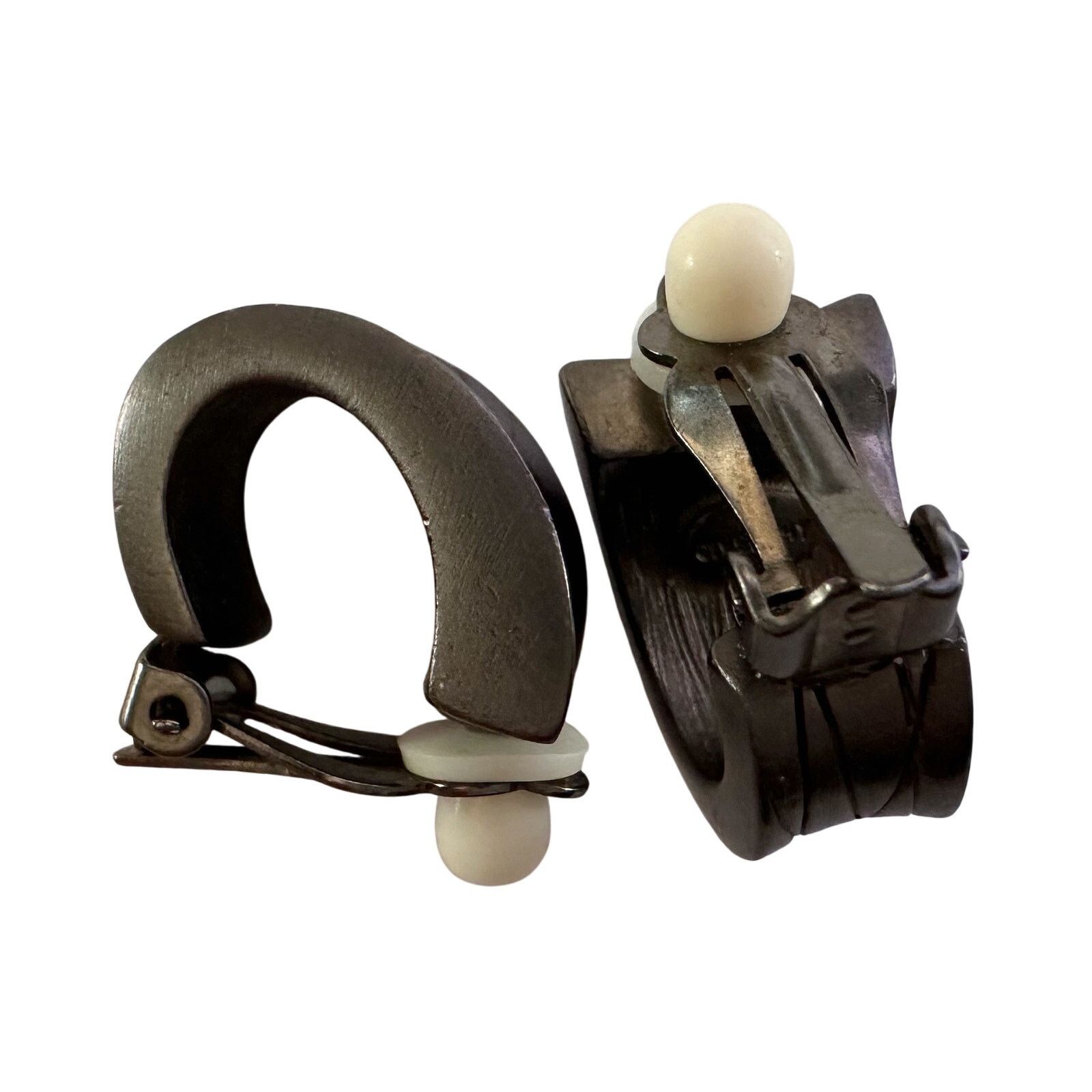Givenchy Givenchy Dark Textured Clip-On Earrings with Crystal Accents Size ONE SIZE - 8 Thumbnail