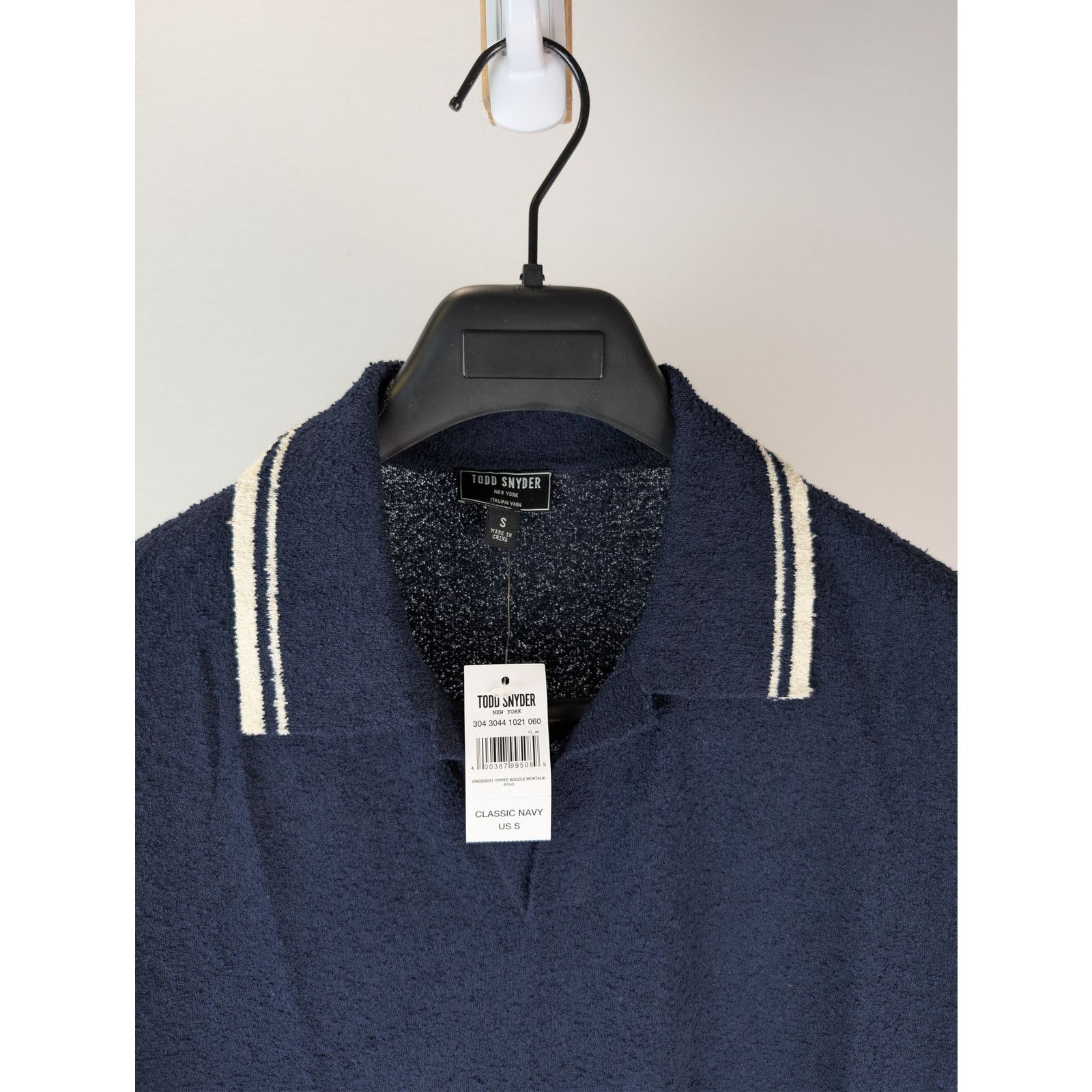 Todd Snyder o1rshd1 CC20 Tipped Boucle Montauk Knit Polo Shirt Navy Blue Size US S / EU 44-46 / 1 - 7 Thumbnail
