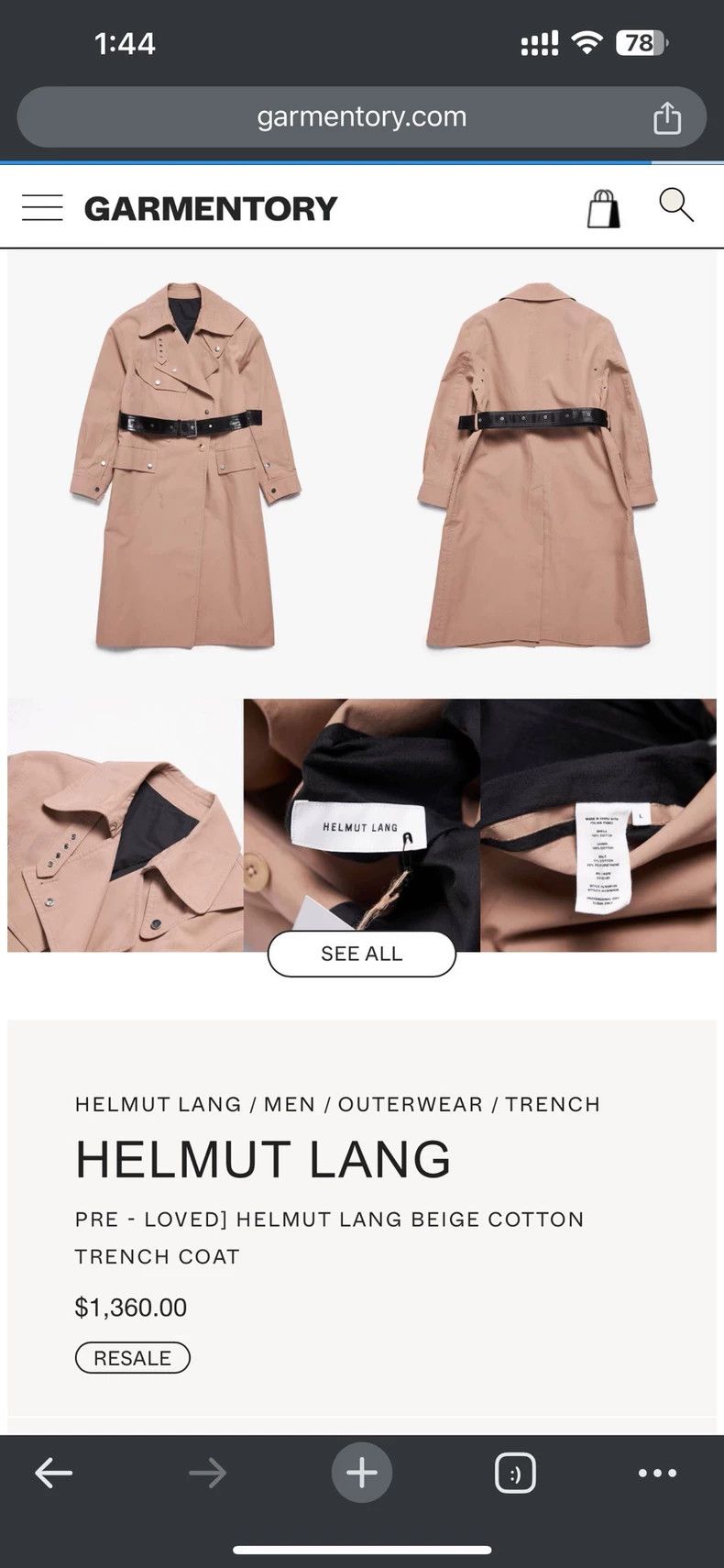 Helmut Lang HELMUT LANG overcoat Size US S / EU 44-46 / 1 - 4 Thumbnail