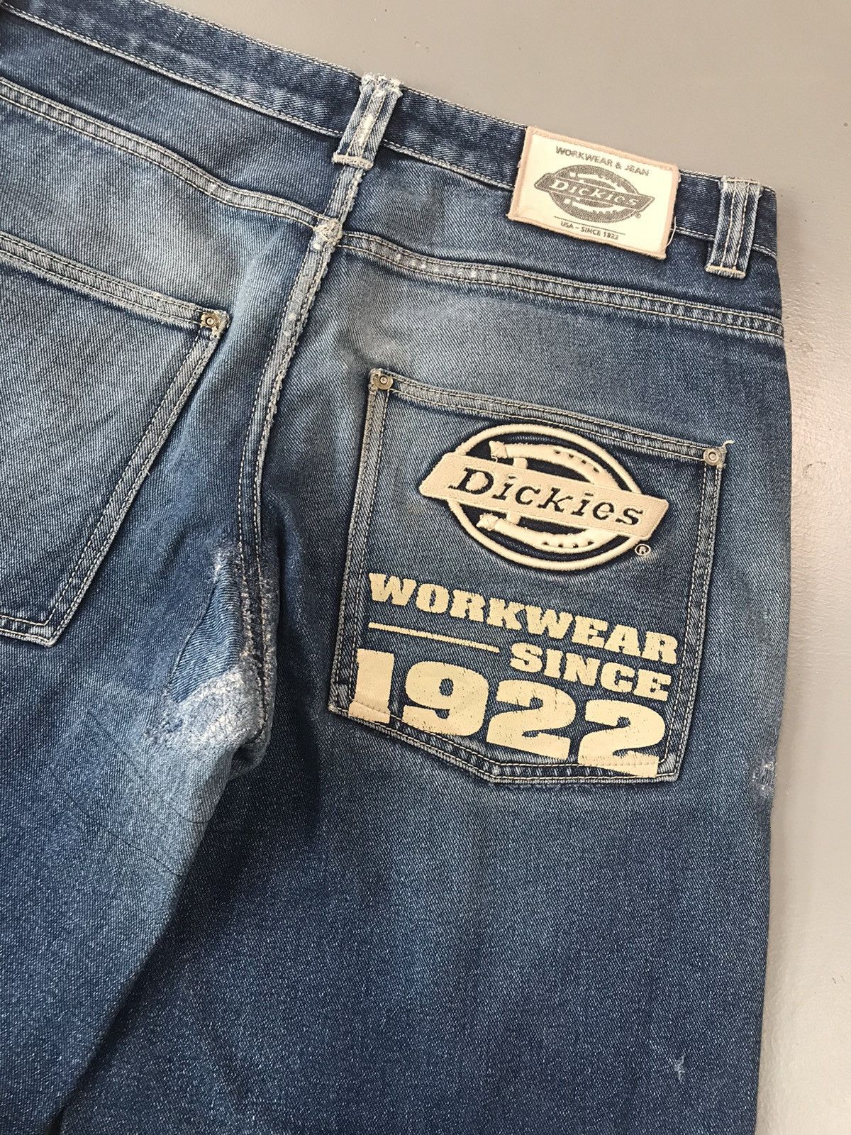 Dickies × Vintage Vintage Dickies spell out embroidered baggy fit denim Size US 35 - 3 Thumbnail