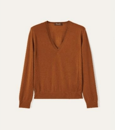 Loro Piana o1w1db10724 New Piuma V-Neck Sweater in Brown Size M / US 6-8 / IT 42-44 - 1 Thumbnail