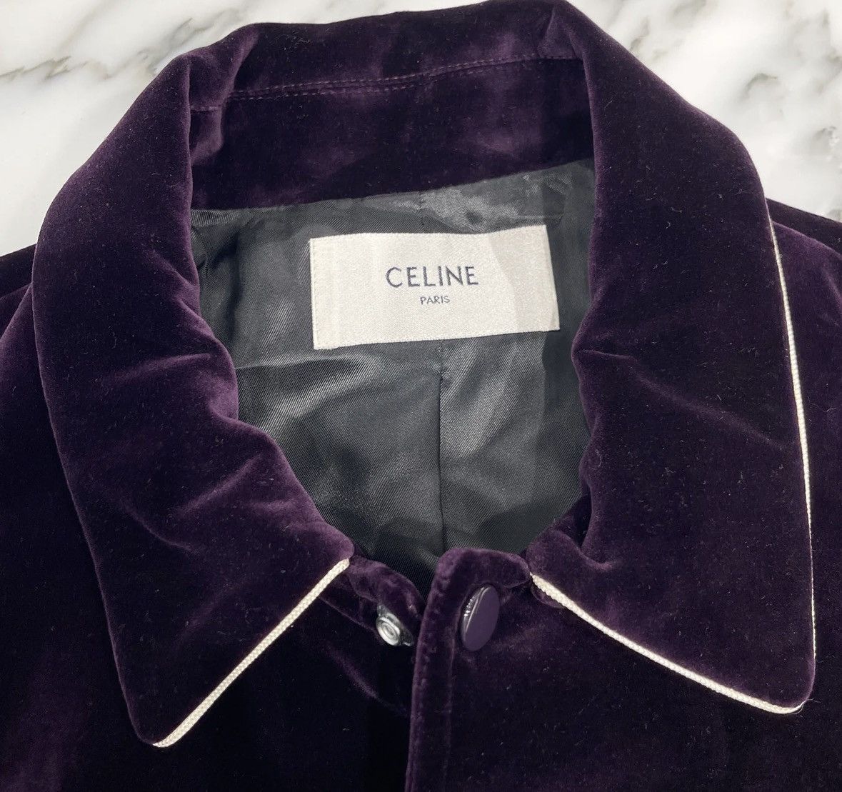 Celine Celine 20FW leather trimming velvet teddy varsity sz48 Size US M / EU 48-50 / 2 - 4 Thumbnail