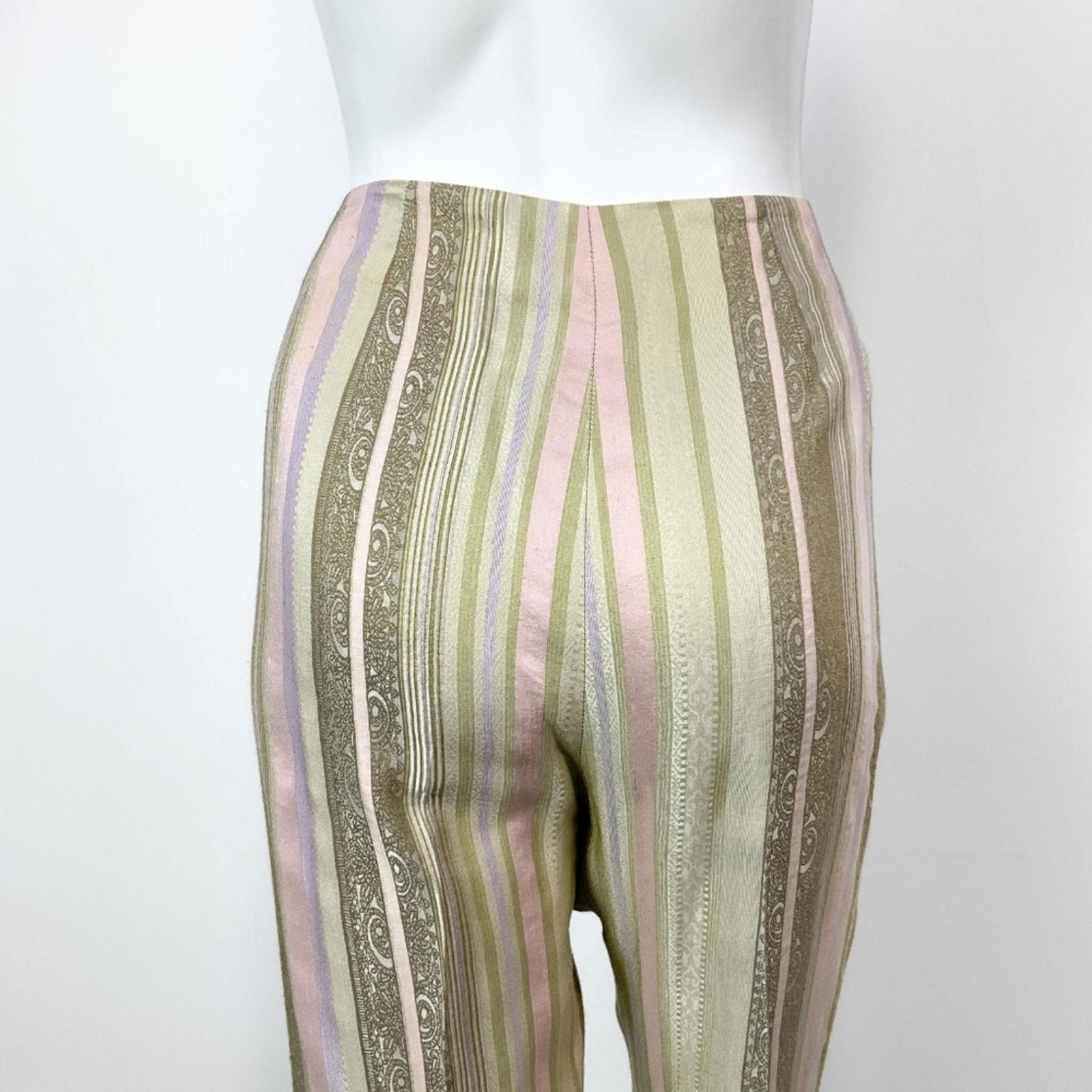 Dana Lee Dana Buchman Striped Pants MultiPastel Straight Leg Side Zip Size 34" / US 12 / IT 48 - 6 Thumbnail