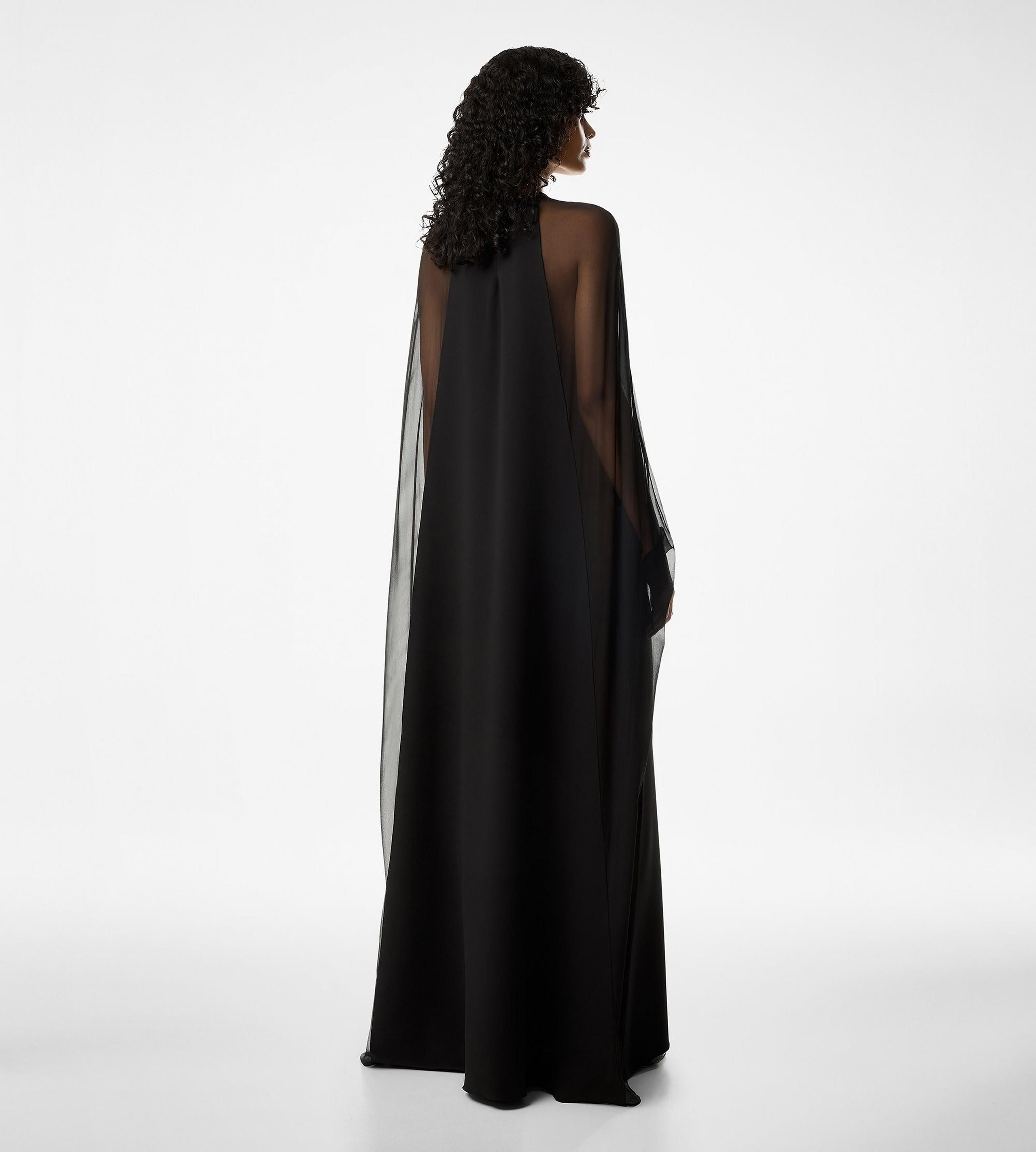 Tom Ford o1w1db10525 KF0036 Silk Crepe Chiffon Kaftan in Black Size XS / US 0-2 / IT 36-38 - 3 Thumbnail