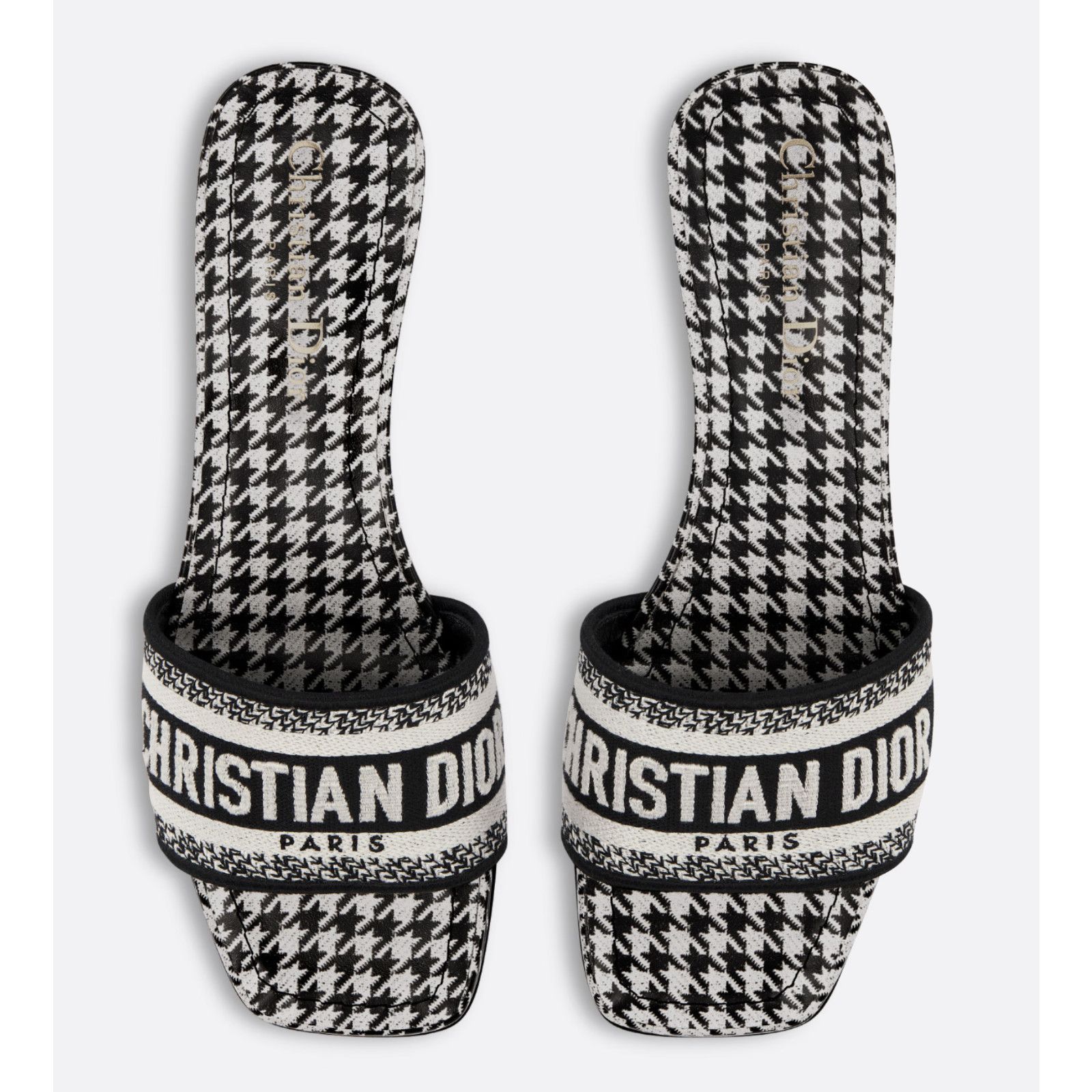 Dior Christian Dior Dway Heeled Slide Black White Houndstooth Size US 8 / IT 38 - 10 Thumbnail