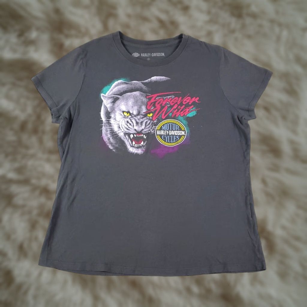 Harley Davidson VINTAGE Harley Davidson T-Shirt Womens Medium Gray Casual Short Sleeve Logo 90s Ladies Size M / US 6-8 / IT 42-44 - 1 Thumbnail