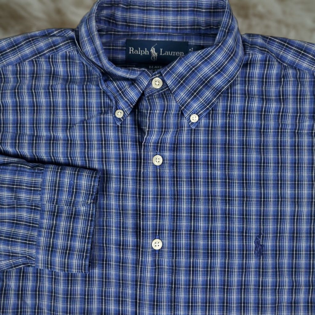 Ralph Lauren Ralph Lauren Button-Up Shirt Mens Medium Blue Plaid Long Sleeve Size US M / EU 48-50 / 2 - 1 Thumbnail