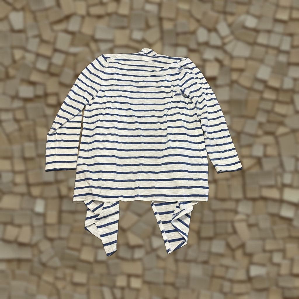 Vintage Soma Sweater Cardigan, Women's L, White Blue Striped Open, Regular Fit, Casual, 3-Season Womens Size L / US 10 / IT 46 - 1 Thumbnail
