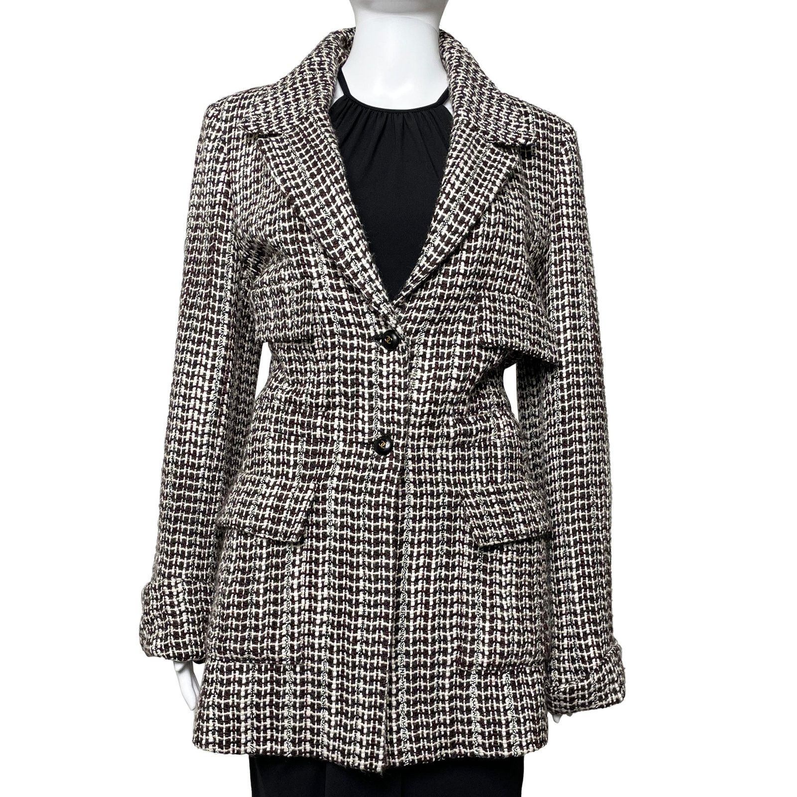Chanel Brown Tweed Jacket Size S / US 4 / IT 40 - 1 Thumbnail