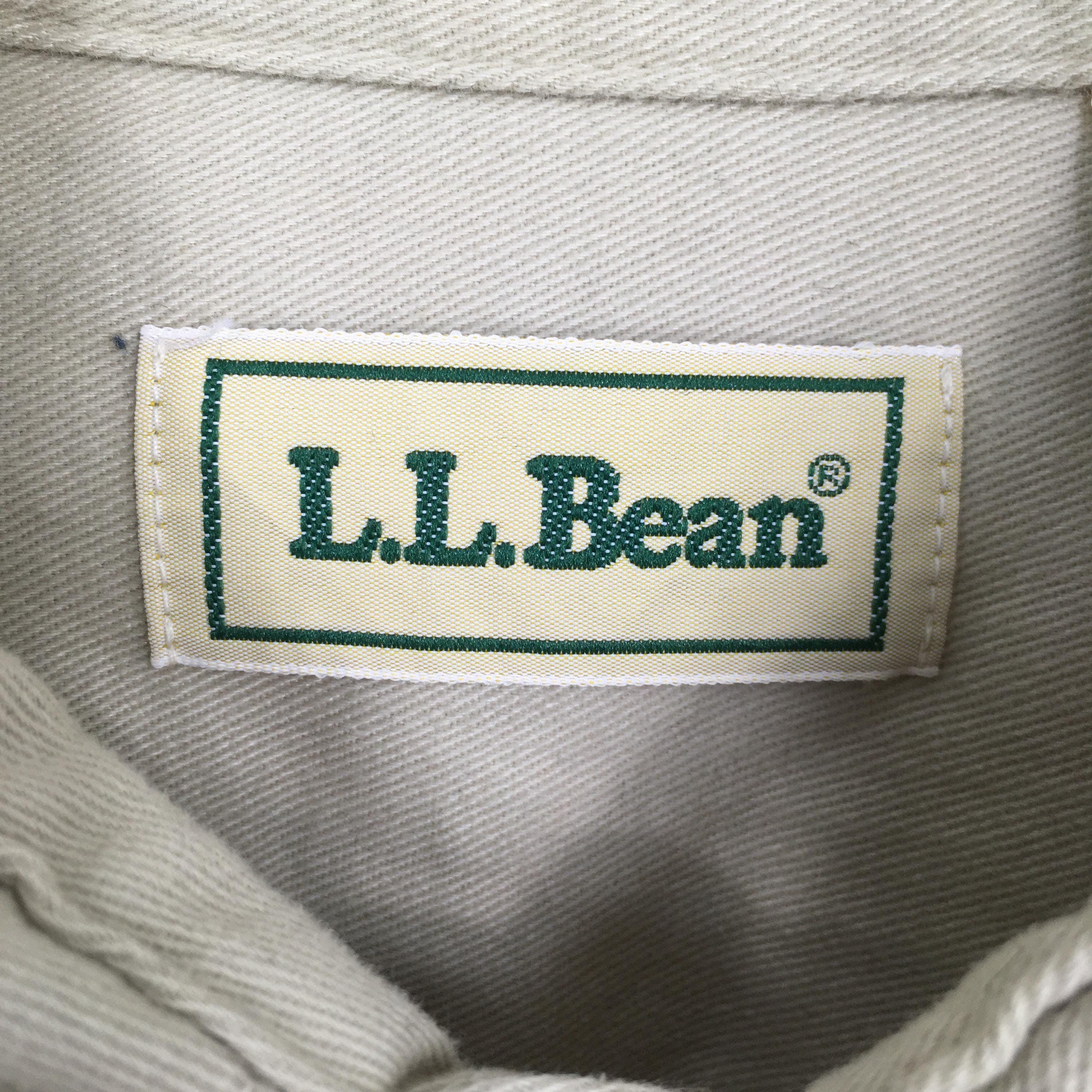 L.L. Bean × Vintage Vintage 90s LL Bean Flannel Plain Beige Shirt Mens Medium Size US M / EU 48-50 / 2 - 5 Thumbnail