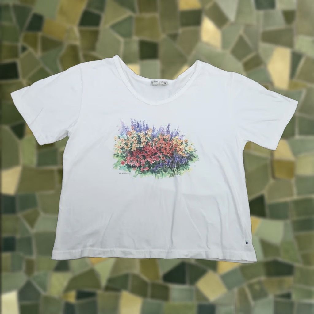 Vintage VINTAGE 90s Soft As A Grape white floral bouquet cropped tee L Womens T-Shirt 100% Cotton Short Sleeve Size L / US 10 / IT 46 - 1 Thumbnail