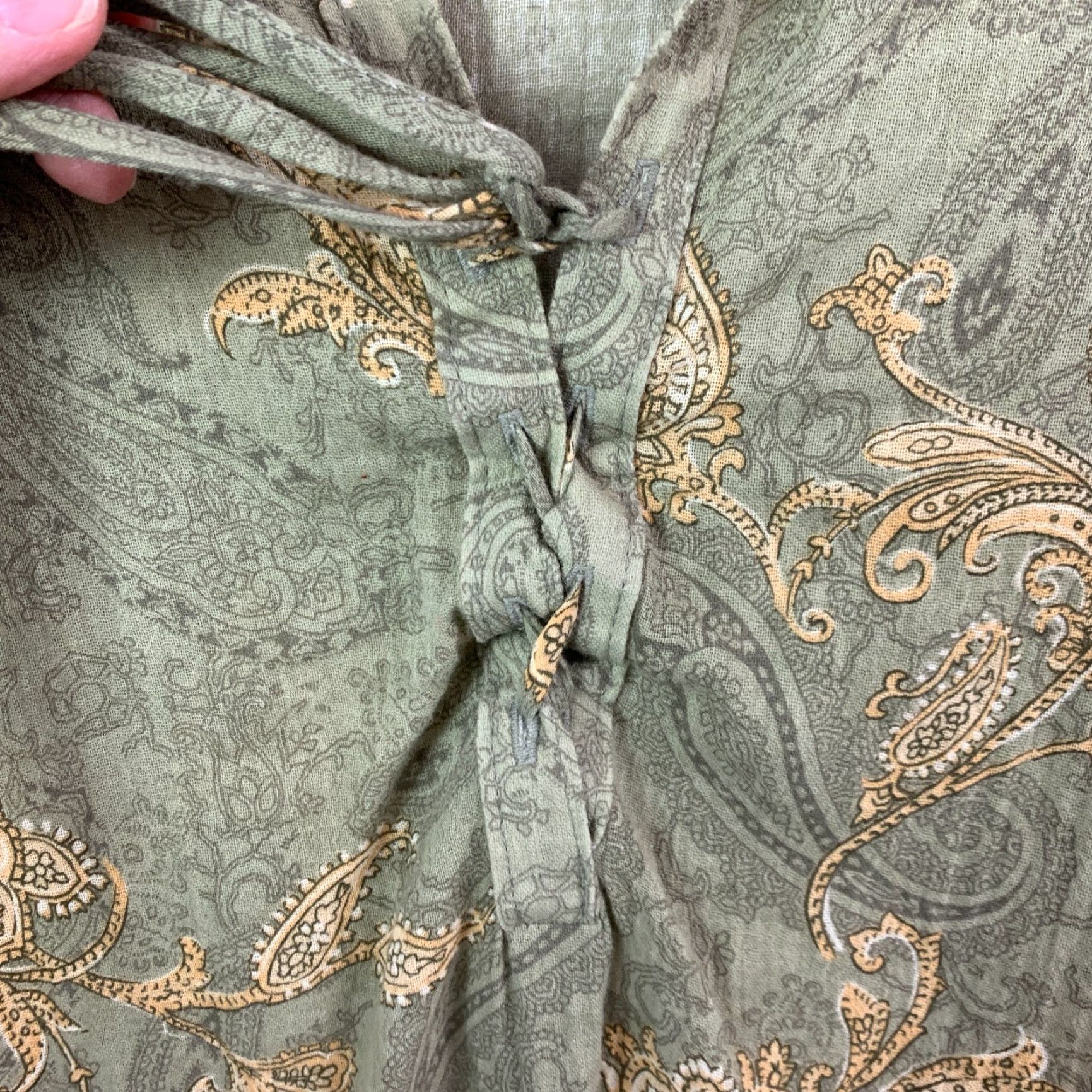 Vintage VINTAGE White Stag Shirt Blouse Paisley Boho Long Sleeve Collared XL Womens Green 100% Cotton Shirt Blouse Boho 90s Size XL / US 12-14 / IT 48-50 - 4 Thumbnail