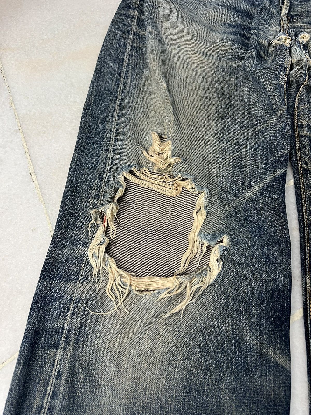 Edwin 💥INSANE💥 Vintage 90’s Edwin 505x Distressed Selvedge Jeans Size US 28 / EU 44 - 7 Thumbnail